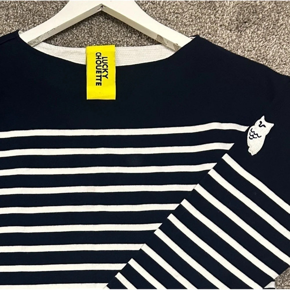 Lucky Chouette women’s size L designer tunic with owls both arms- Mint &  rare - Picture 9 of 11